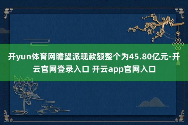 开yun体育网瞻望派现款额整个为45.80亿元-开云官网登录入口 开云app官网入口
