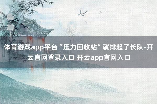 体育游戏app平台“压力回收站”就排起了长队-开云官网登录入口 开云app官网入口