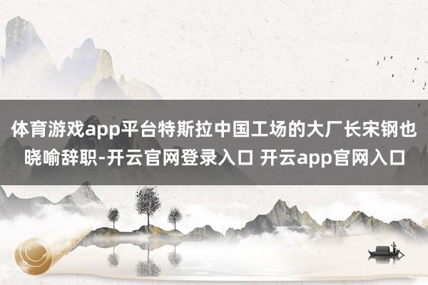 体育游戏app平台特斯拉中国工场的大厂长宋钢也晓喻辞职-开云官网登录入口 开云app官网入口