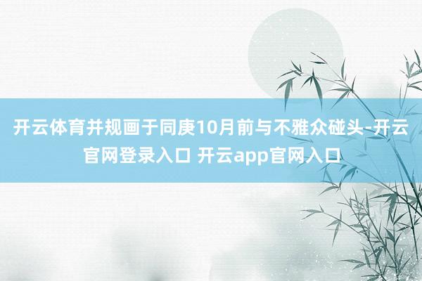 开云体育并规画于同庚10月前与不雅众碰头-开云官网登录入口 开云app官网入口