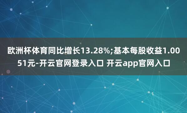 欧洲杯体育同比增长13.28%;基本每股收益1.0051元-开云官网登录入口 开云app官网入口