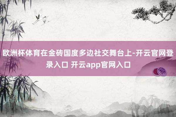 欧洲杯体育在金砖国度多边社交舞台上-开云官网登录入口 开云app官网入口