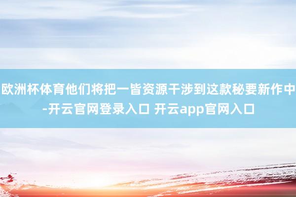 欧洲杯体育他们将把一皆资源干涉到这款秘要新作中-开云官网登录入口 开云app官网入口