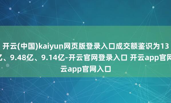 开云(中国)kaiyun网页版登录入口成交额鉴识为13.93亿、9.48亿、9.14亿-开云官网登录入口 开云app官网入口