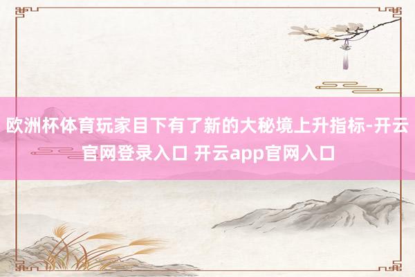 欧洲杯体育玩家目下有了新的大秘境上升指标-开云官网登录入口 开云app官网入口