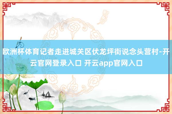 欧洲杯体育记者走进城关区伏龙坪街说念头营村-开云官网登录入口 开云app官网入口